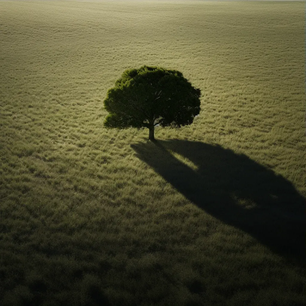 Single tree in field casting shadow of dense forest - Image 3