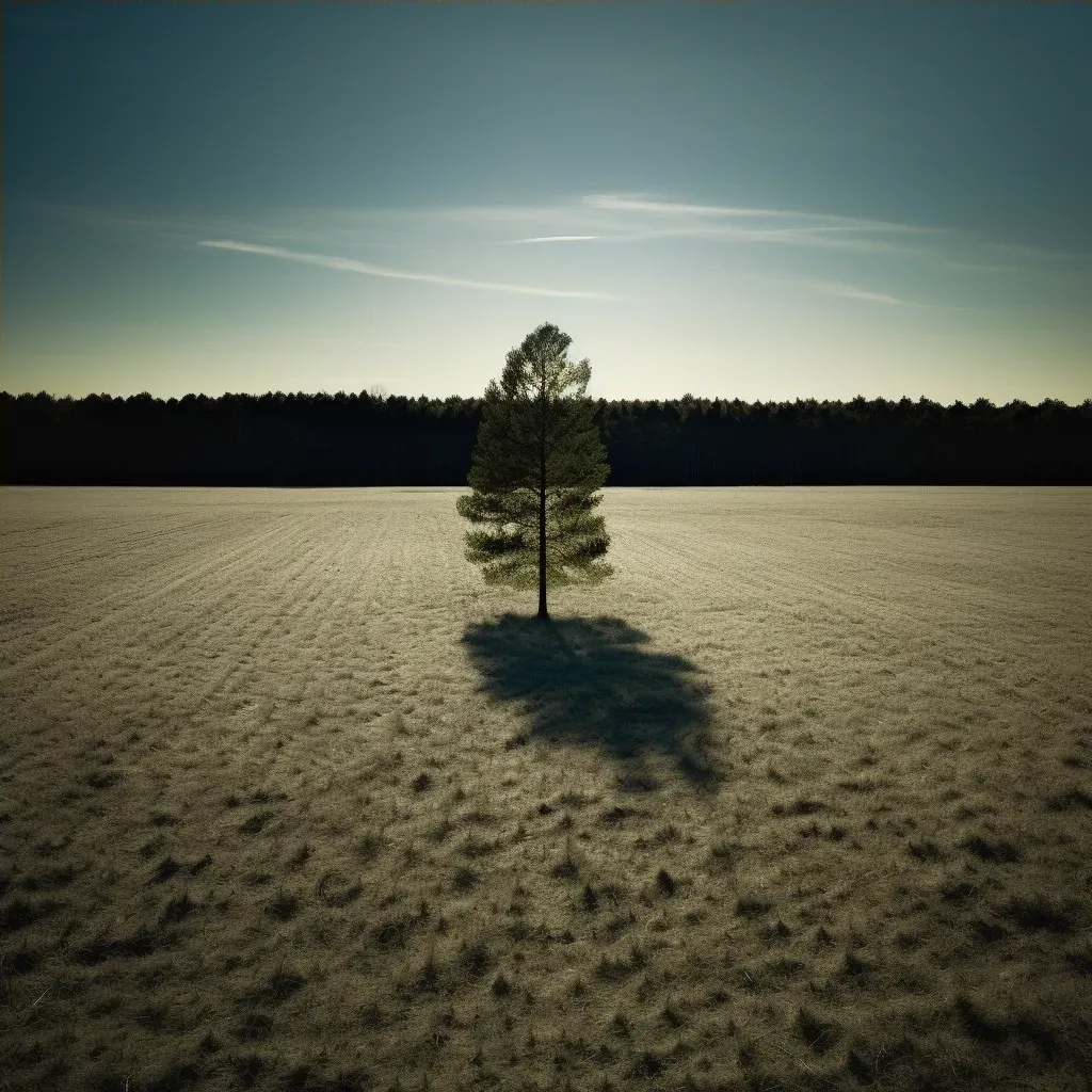 Single tree in field casting shadow of dense forest - Image 4