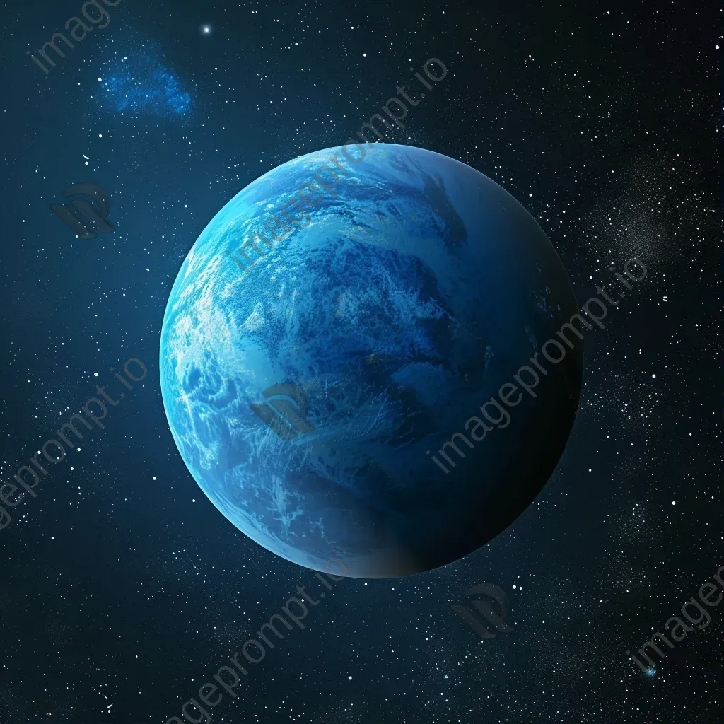 Blue exoplanet with mysterious atmosphere and distant stars - Image 1