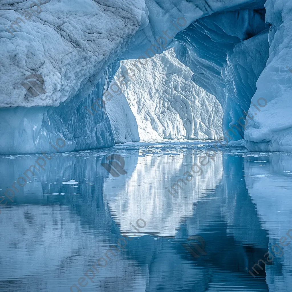 Glacier cave with flowing ice formations and deep blue shadows - Image 1