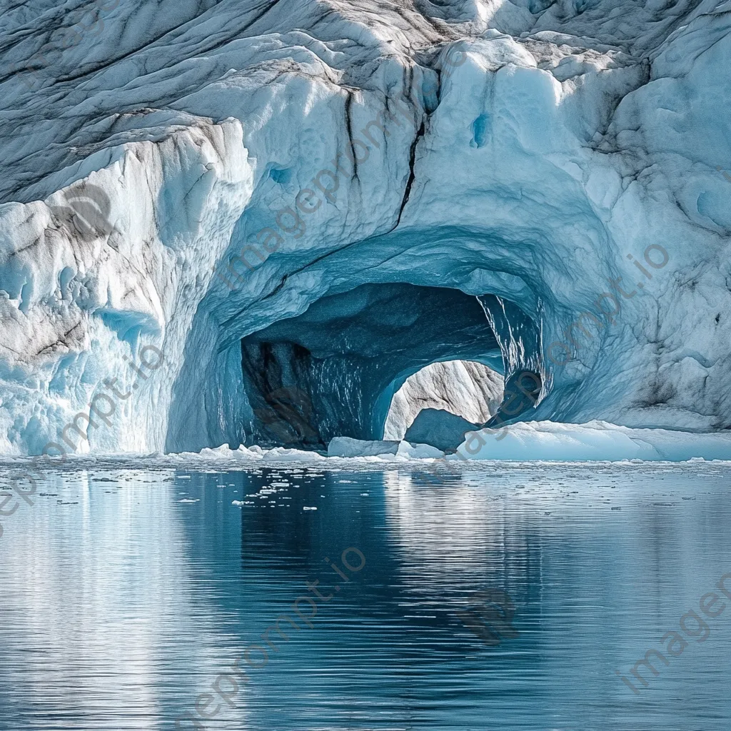 Glacier cave with flowing ice formations and deep blue shadows - Image 2