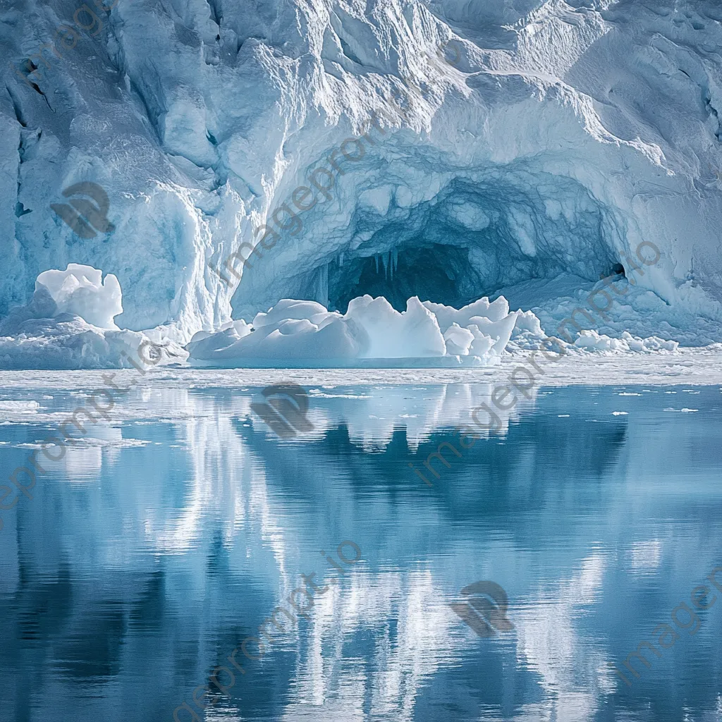 Glacier cave with flowing ice formations and deep blue shadows - Image 3