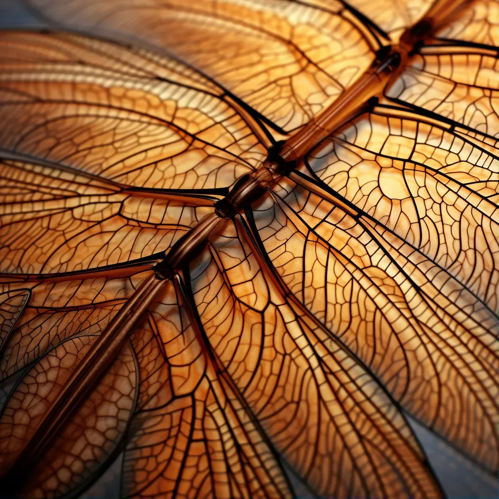 Close-up image showcasing the intricate network of veins in dragonfly wings - Image 1