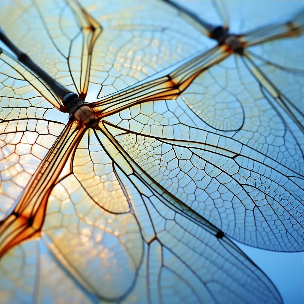 Close-up image showcasing the intricate network of veins in dragonfly wings - Image 3