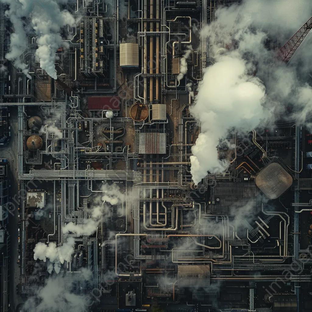 Aerial view of a sprawling industrial complex with smokestacks - Image 2