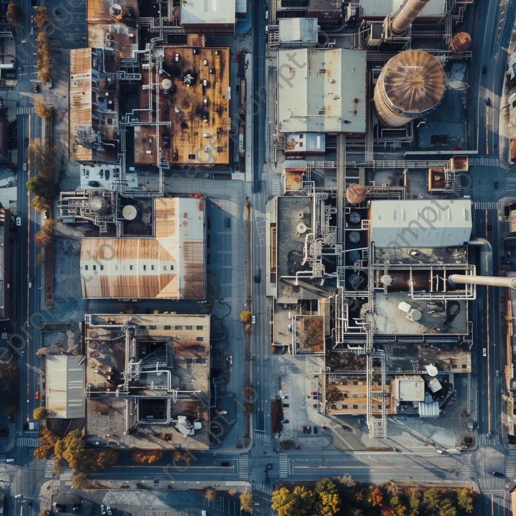 Aerial view of a sprawling industrial complex with smokestacks - Image 4