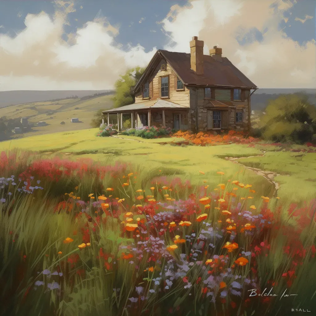 Serene traditional farmhouse with blooming wildflowers - Image 3