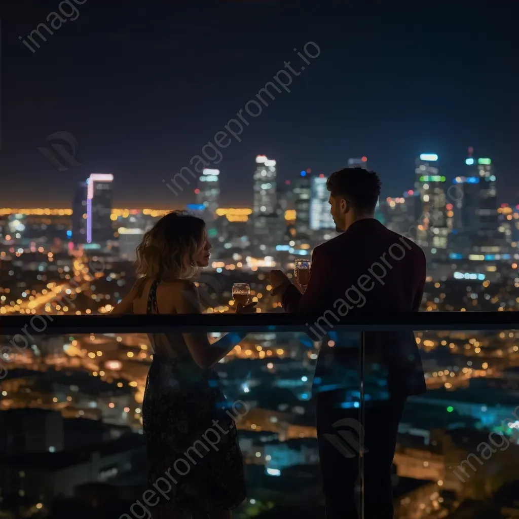 Rooftop bar with city skyline view and cocktails - Image 4