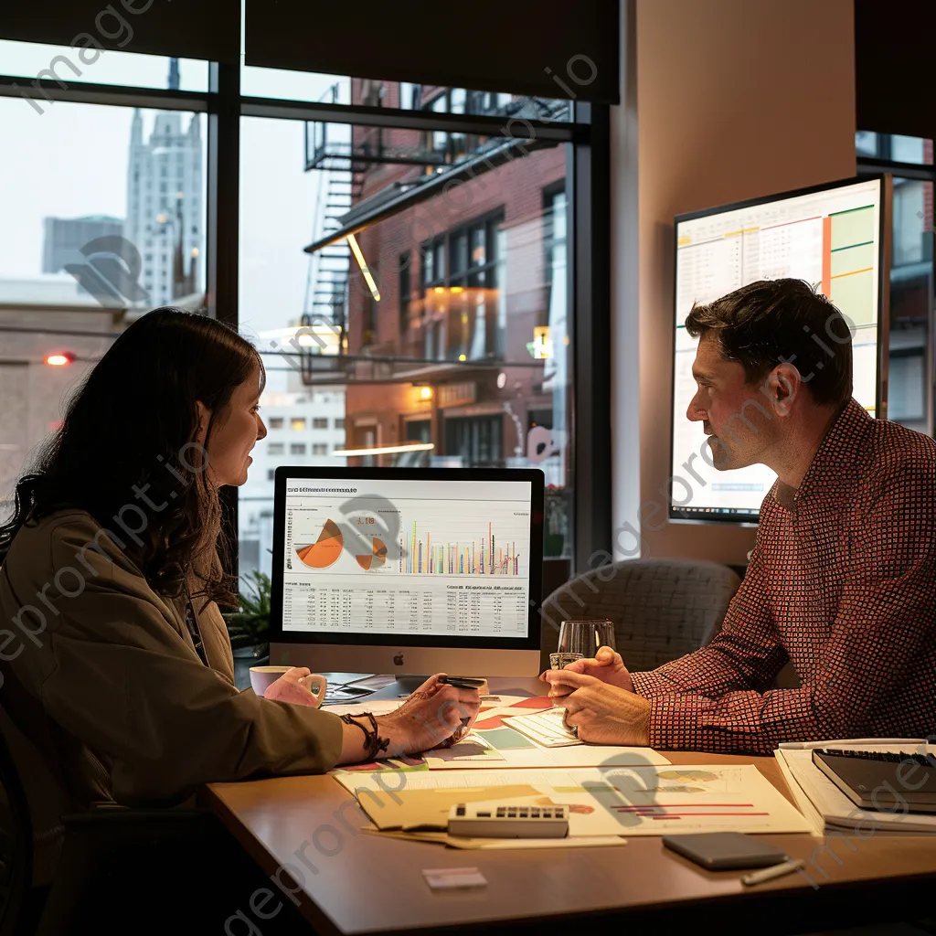 Diverse finance team discussing charts in a modern office - Image 4