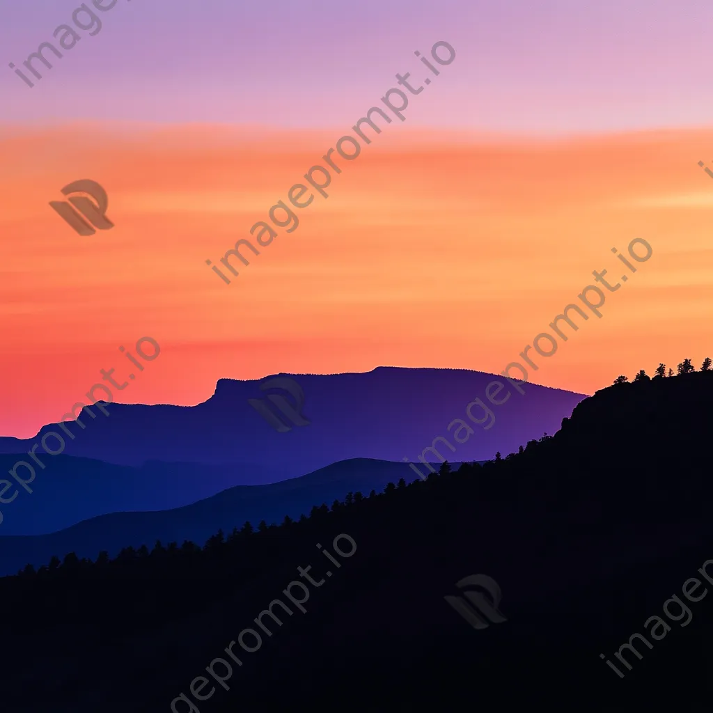 Silhouette of rugged mountain ridges against a colorful sunset - Image 4