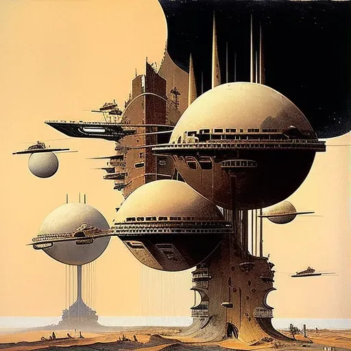 Floating city in the clouds of Venus with giant airships - Image 1