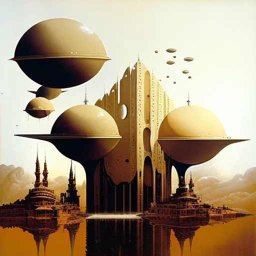 Floating city in the clouds of Venus with giant airships - Image 2