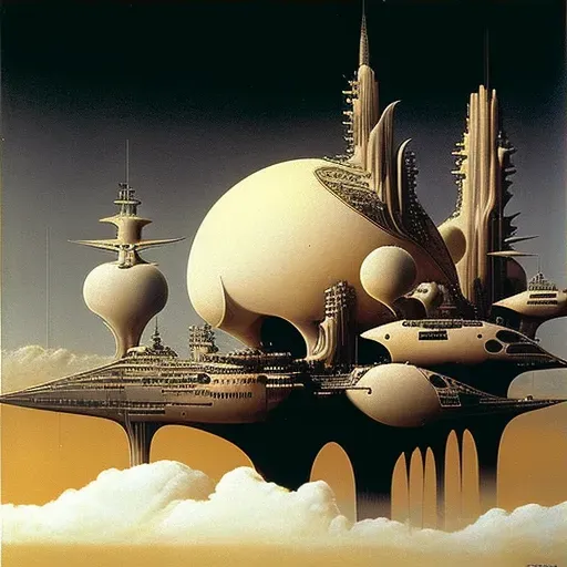 Floating city in the clouds of Venus with giant airships - Image 3