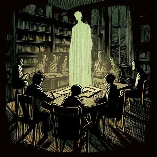 Midnight séance in an ancient candle-lit library - Image 1