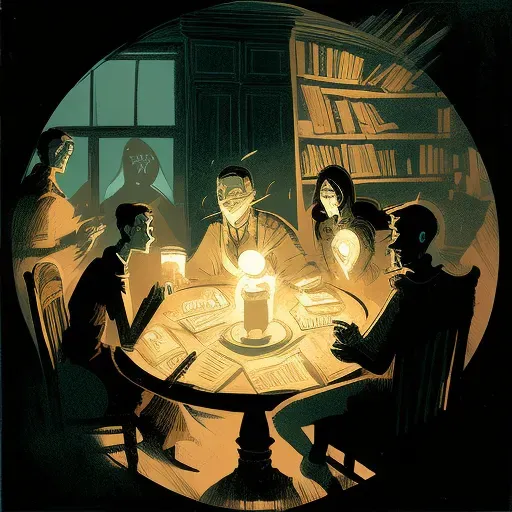 Midnight séance in an ancient candle-lit library - Image 2