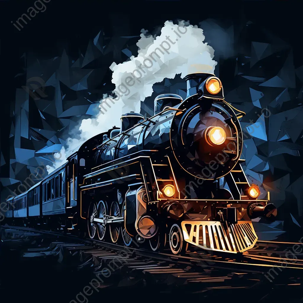 A low poly steam locomotive in a dark, stormy setting - Image 4