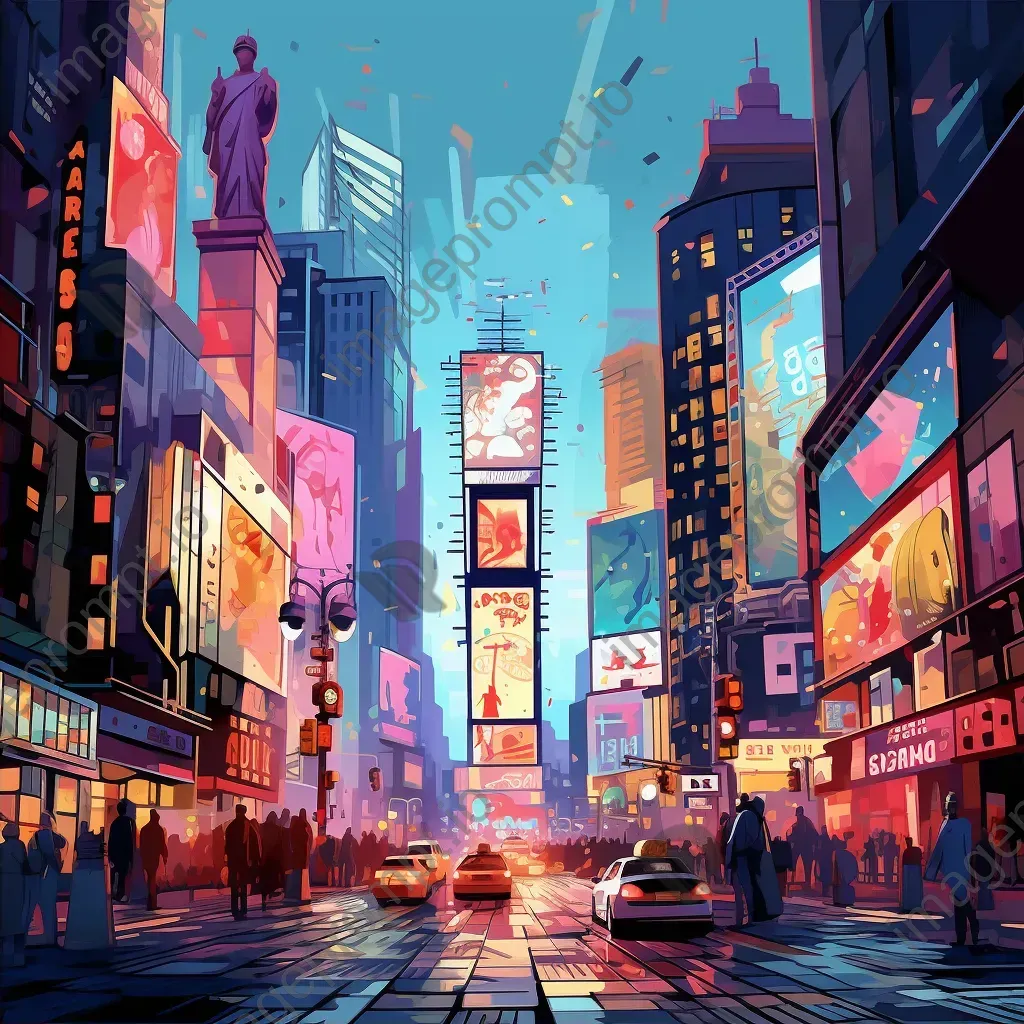 Dynamic low poly scene of a bustling New York street full of energy - Image 2