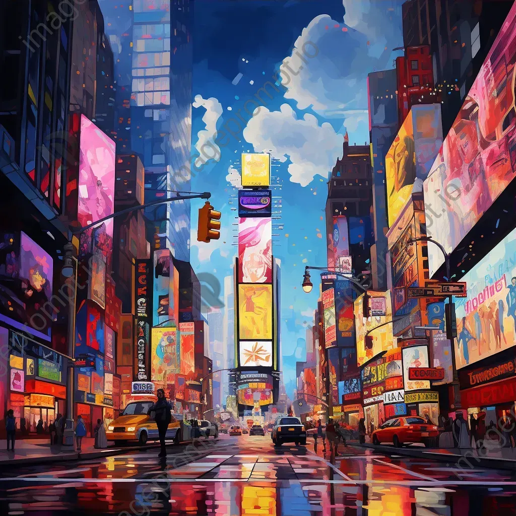 Dynamic low poly scene of a bustling New York street full of energy - Image 3