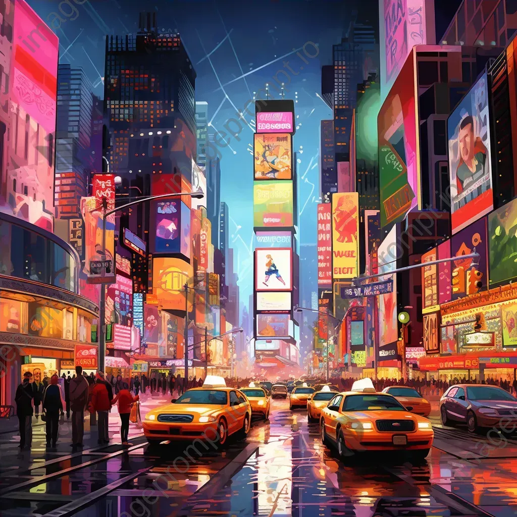 Dynamic low poly scene of a bustling New York street full of energy - Image 4