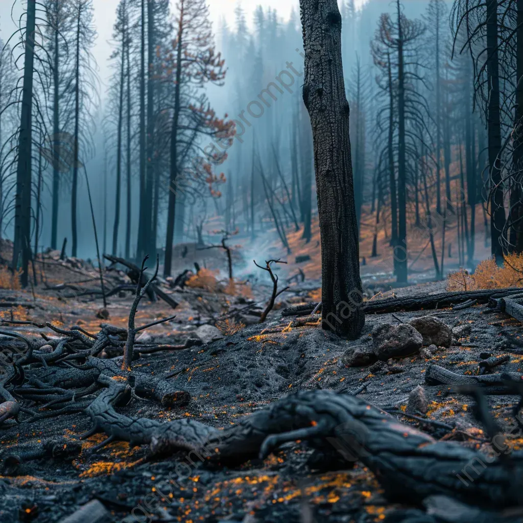 Charred landscape and burnt trees after a wildfire - Image 3