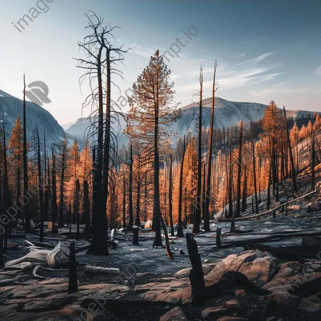 Charred landscape and burnt trees after a wildfire - Image 4