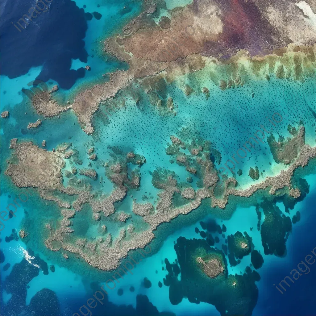 High-resolution satellite image of a coastal reef with coral formations, crystal clear waters, and diverse marine life. - Image 2