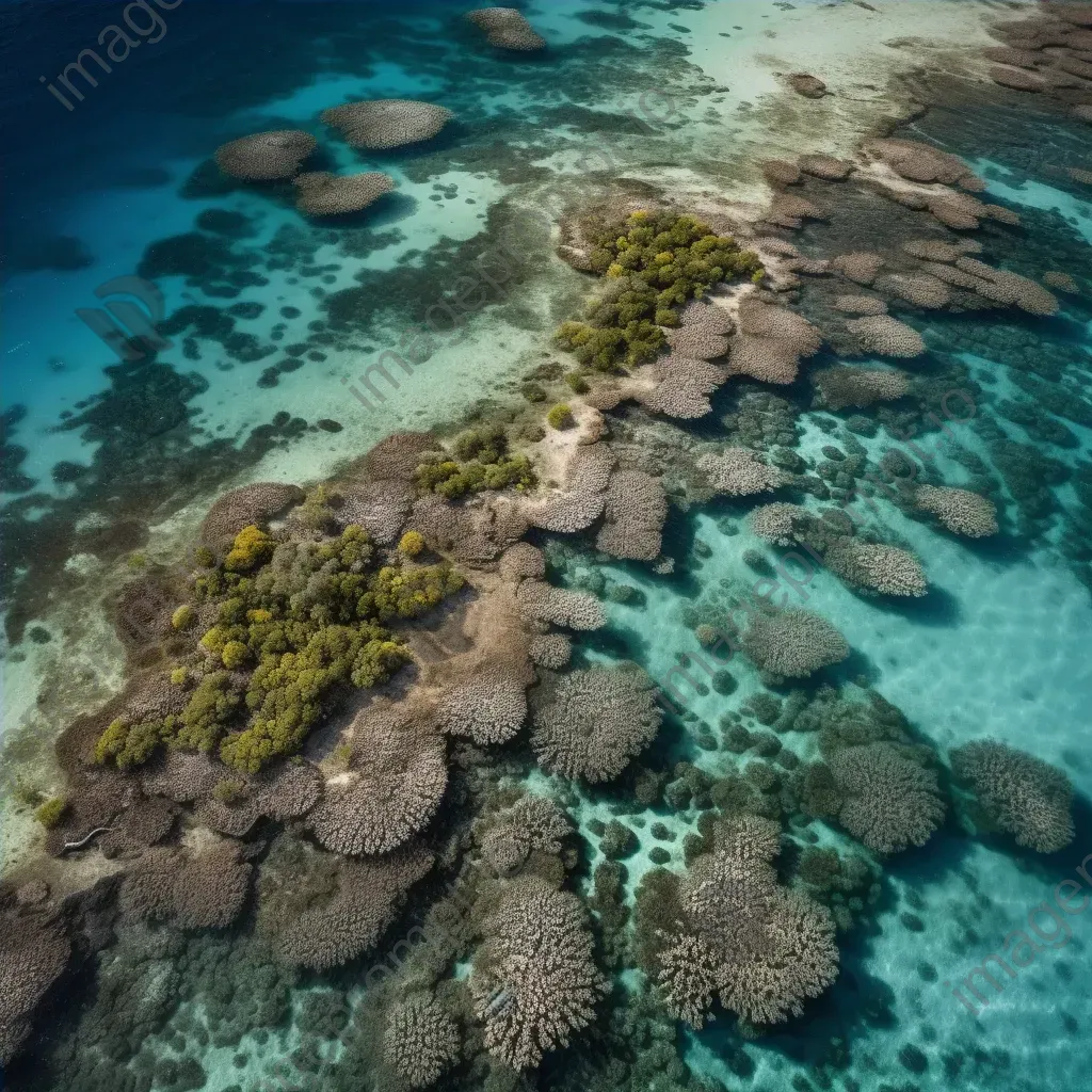 High-resolution satellite image of a coastal reef with coral formations, crystal clear waters, and diverse marine life. - Image 4