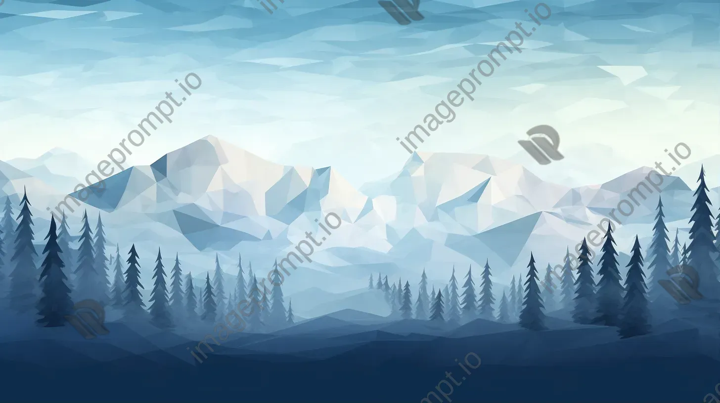 Polygonal depiction of a winter wilderness - Image 1