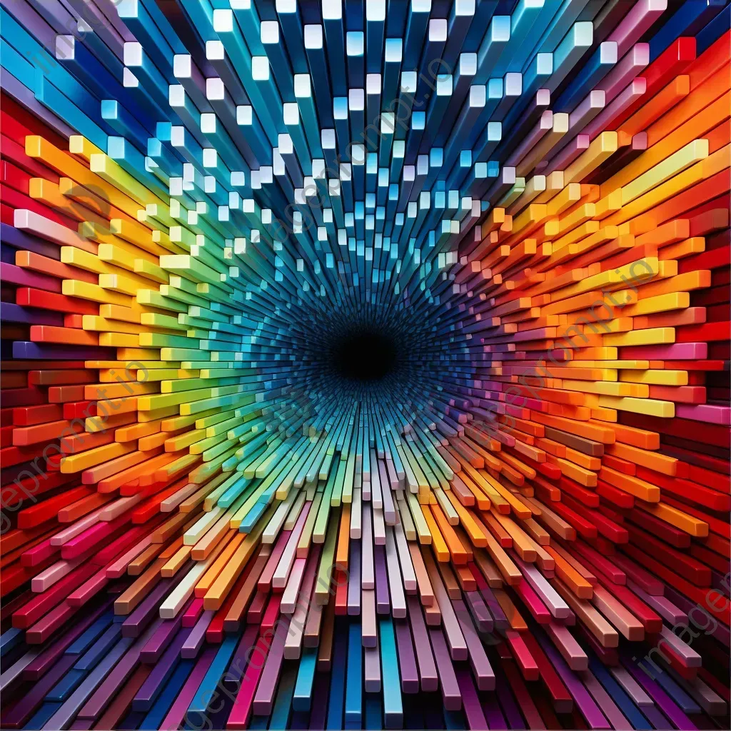 Mesmerizing blend of geometric shapes and vibrant colors resembling a kaleidoscope
