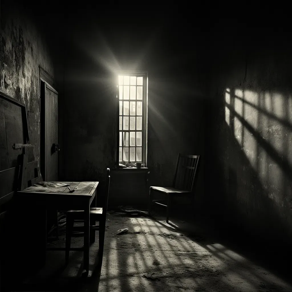 Sunbeam entering dark prison cell through small window - Image 2