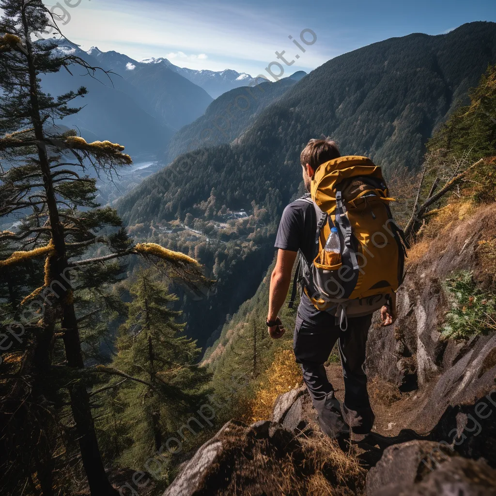 Hiker navigating a rocky trail on a mountain ridge - Image 3