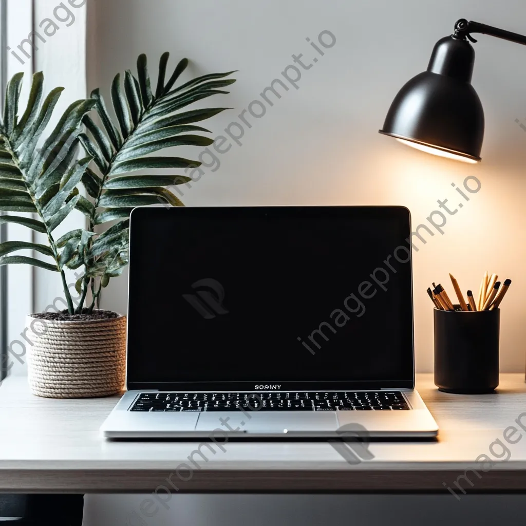 Elegant desk with laptop and stationery arranged nicely - Image 3