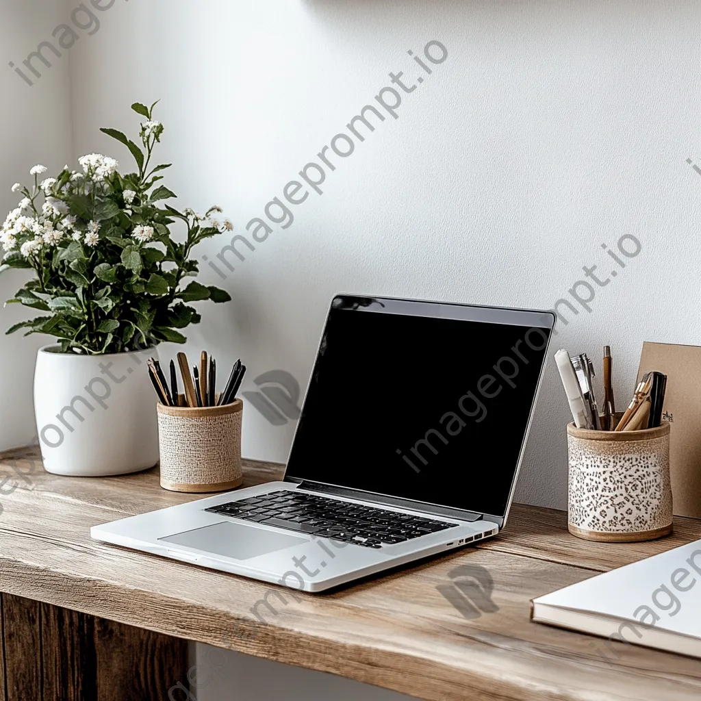 Elegant desk with laptop and stationery arranged nicely - Image 4