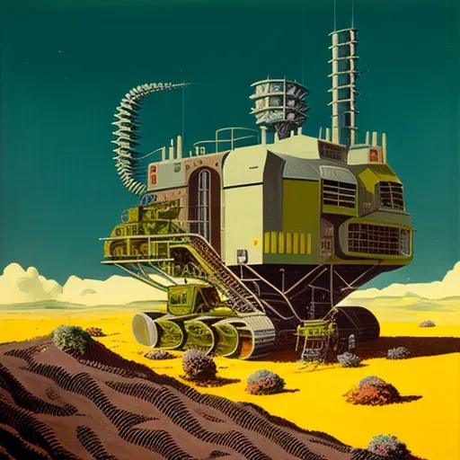 Illustration of a terraforming machine transforming a barren planet into a habitable world - Image 4