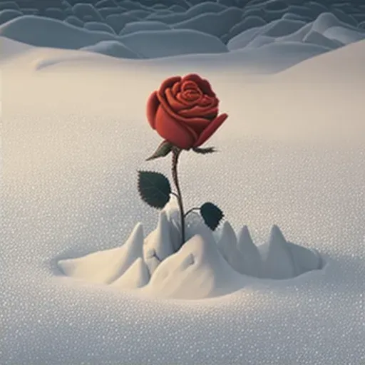 Image of a blooming rose in a snowy field - Image 2