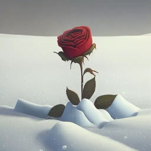 Image of a blooming rose in a snowy field - Image 3