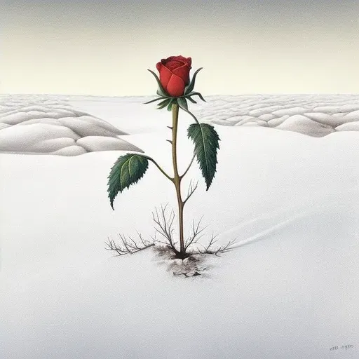 Image of a blooming rose in a snowy field - Image 4