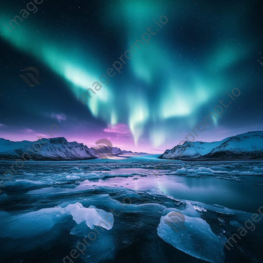 Northern lights glowing over an ice-covered landscape - Image 2