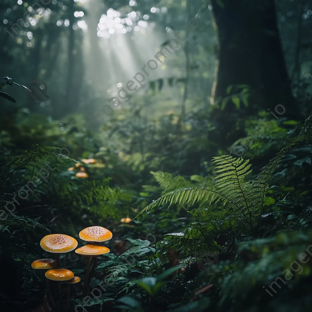 Diverse rainforest floor with colorful mushrooms and ferns - Image 4