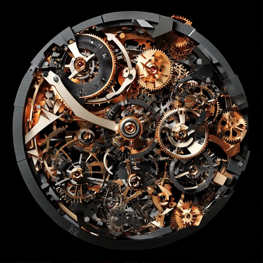 Intricate low poly gear mechanism reflecting horological complexities - Image 1