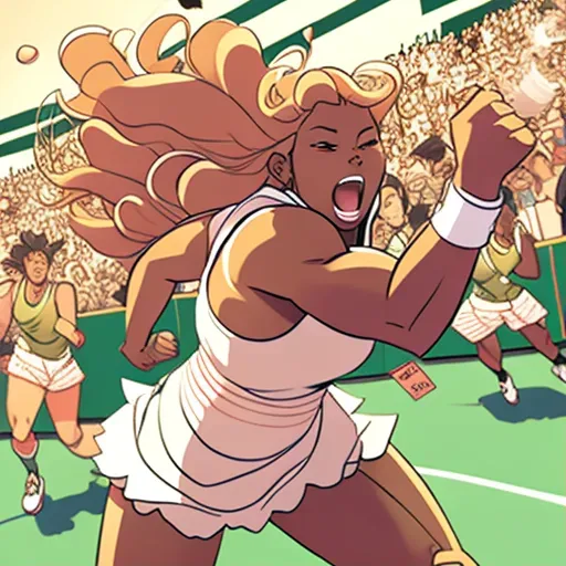 Energetic illustration of an athlete on a tennis court - Image 1