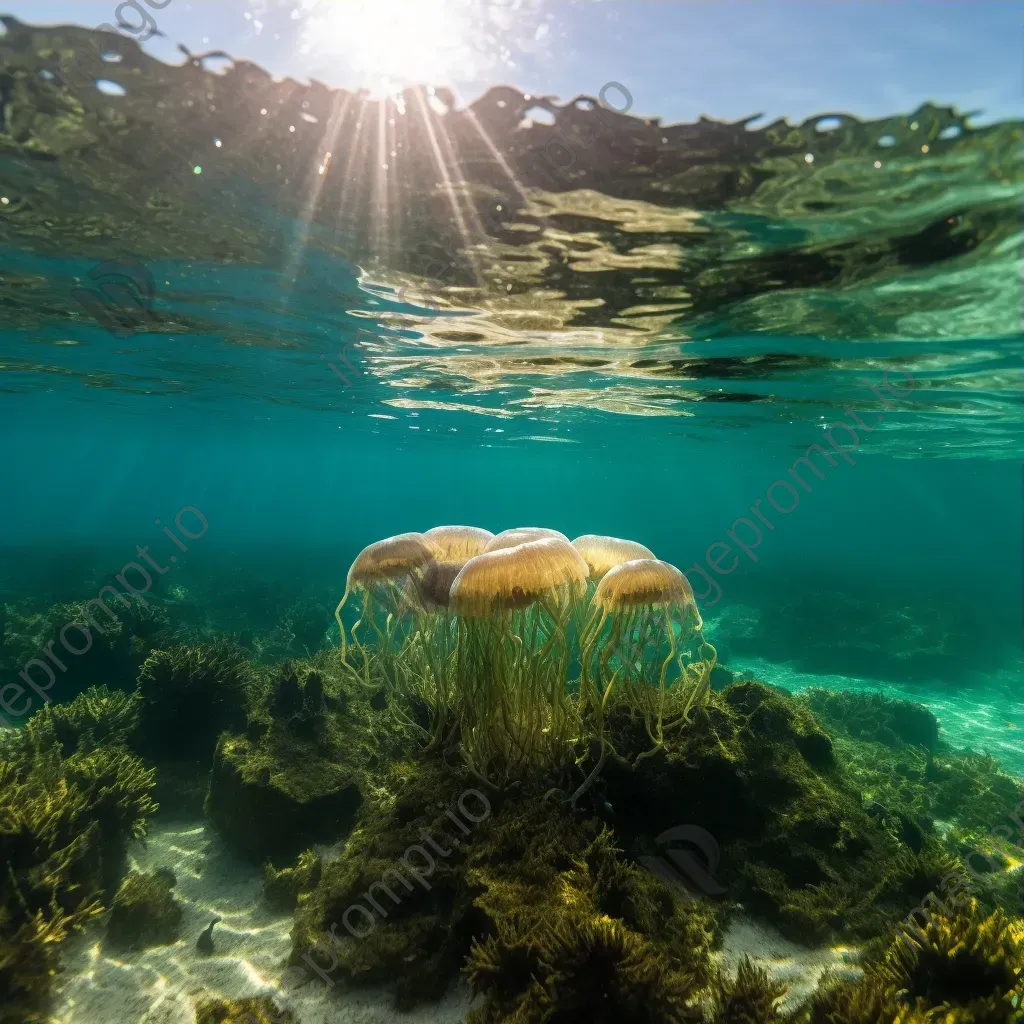 Sunlit coral reef with jellyfish, captured on a Phase One XF IQ4. - Image 3