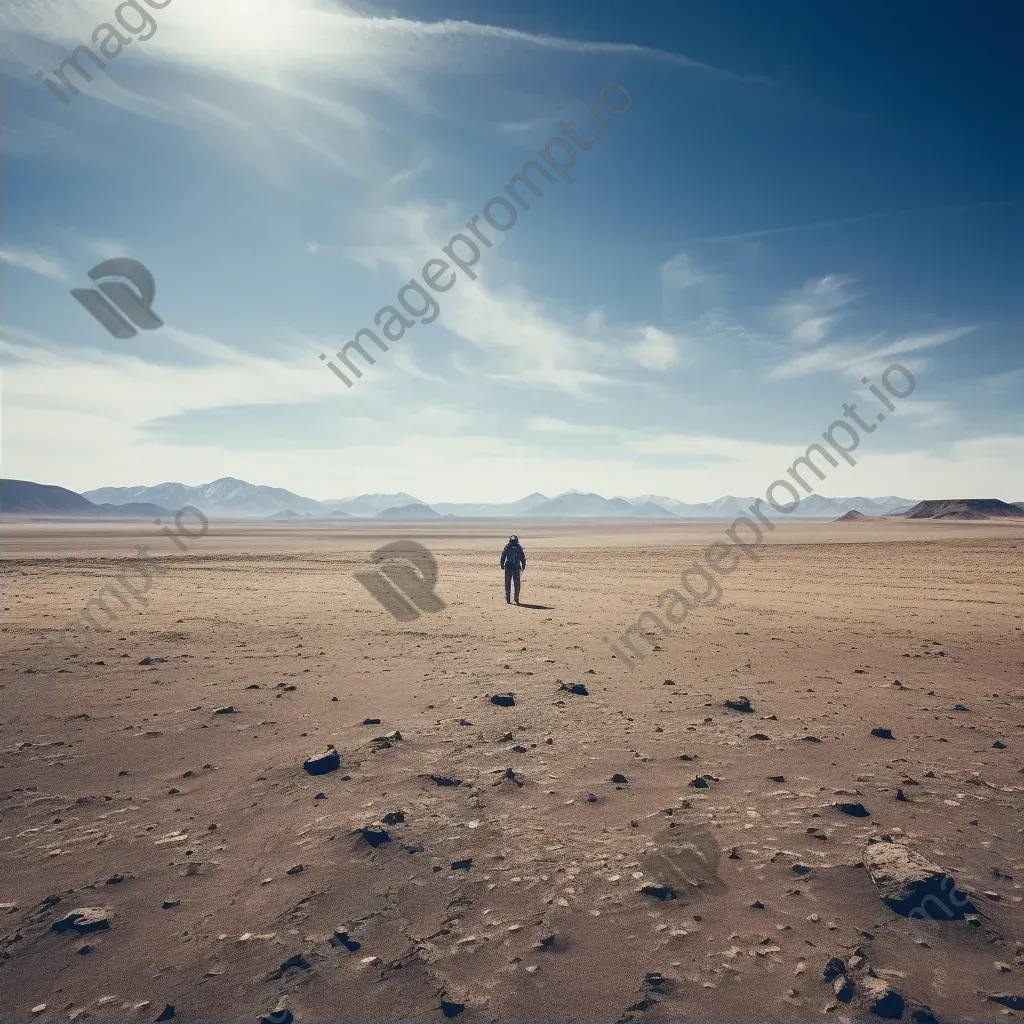 Lone astronaut in vast lunar landscape with Earth in the background - Image 2