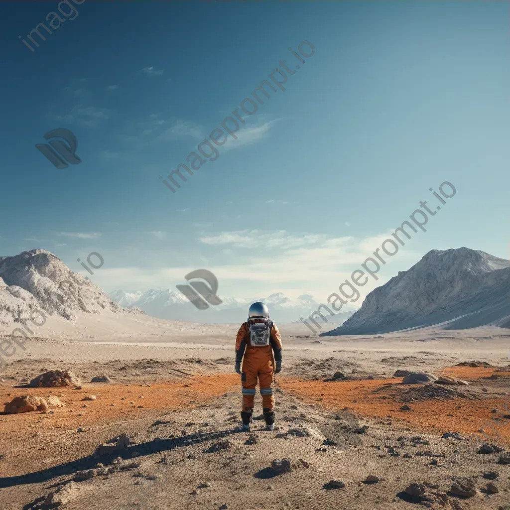 Lone astronaut in vast lunar landscape with Earth in the background - Image 3