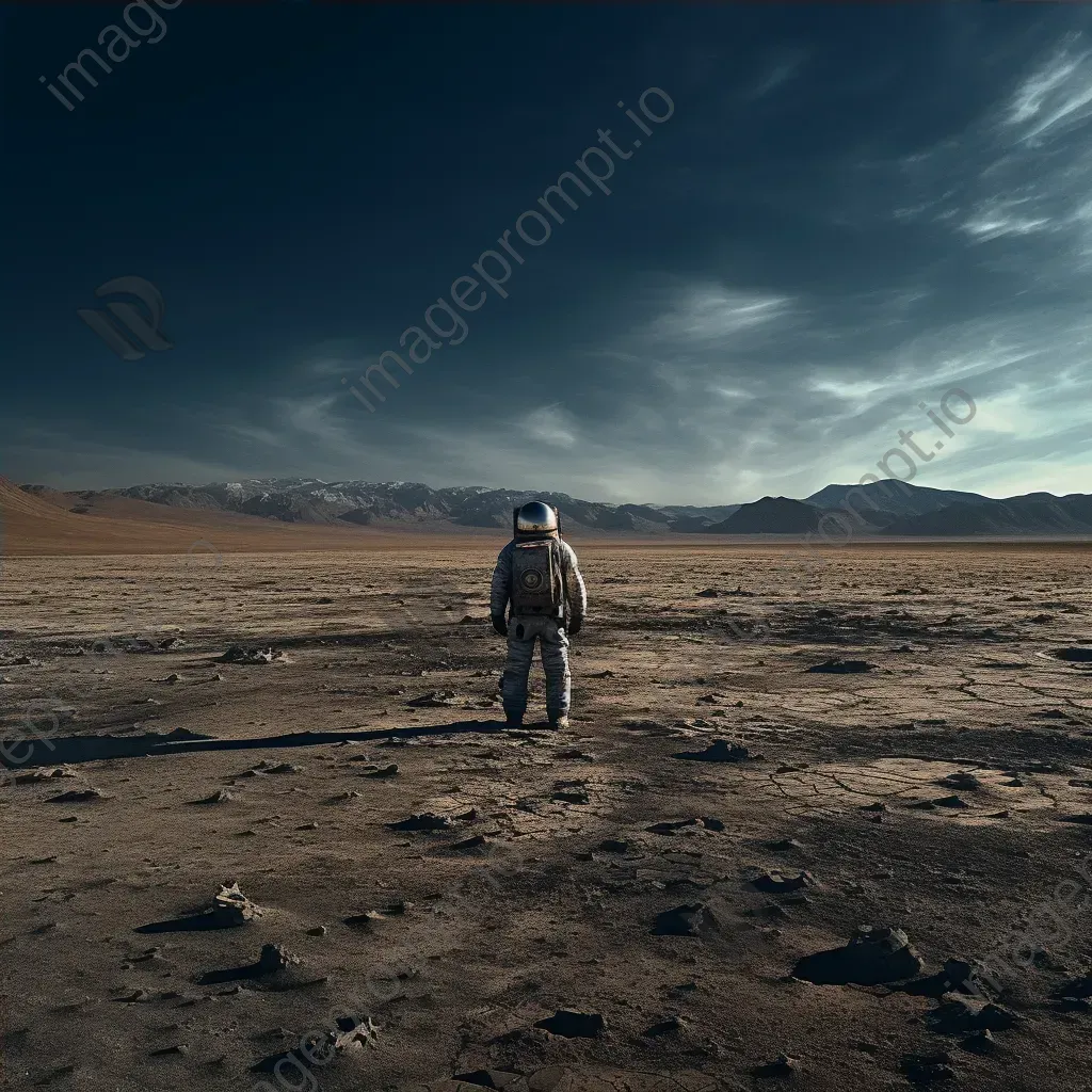 Lone astronaut in vast lunar landscape with Earth in the background - Image 4