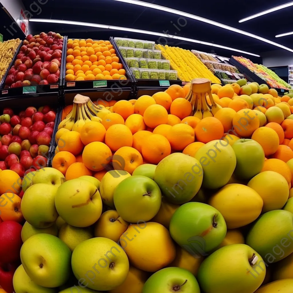 Colorful fruit display featuring various fruits in a supermarket. - Image 4