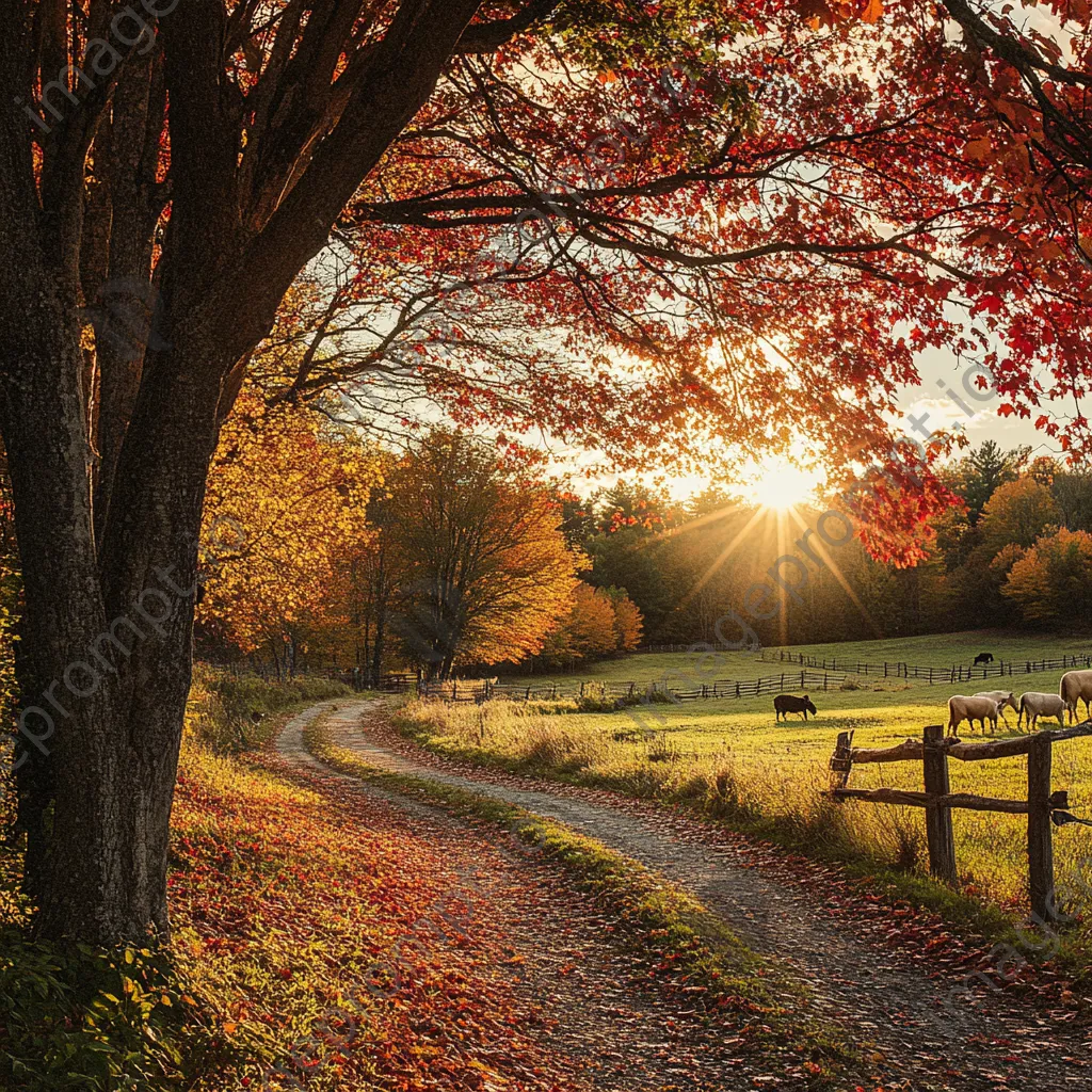 Scenic view of a path in a colorful maple orchard - Image 2