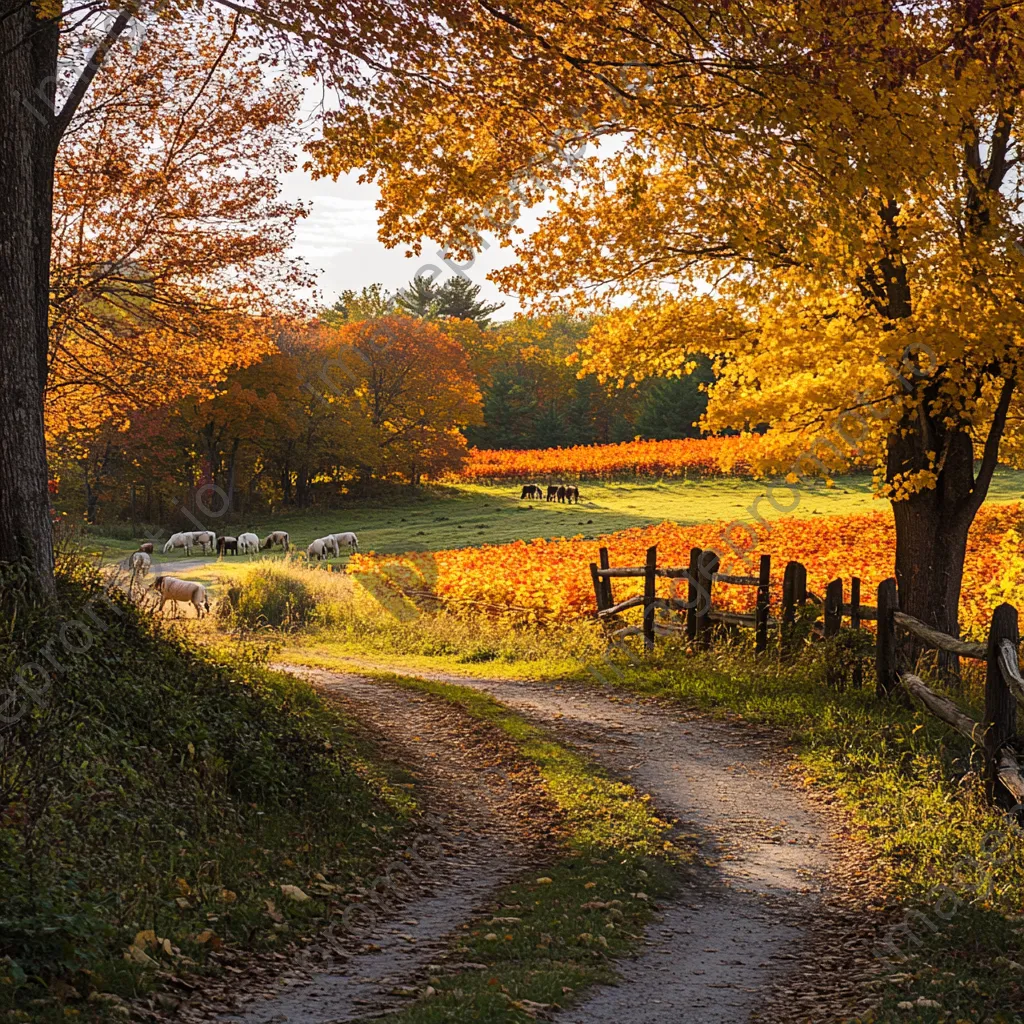 Scenic view of a path in a colorful maple orchard - Image 3