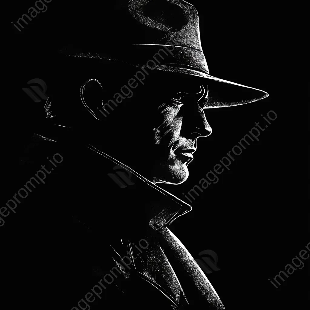 Film-noir detective portrayed in dramatic shadows of graphic novel style - Image 1