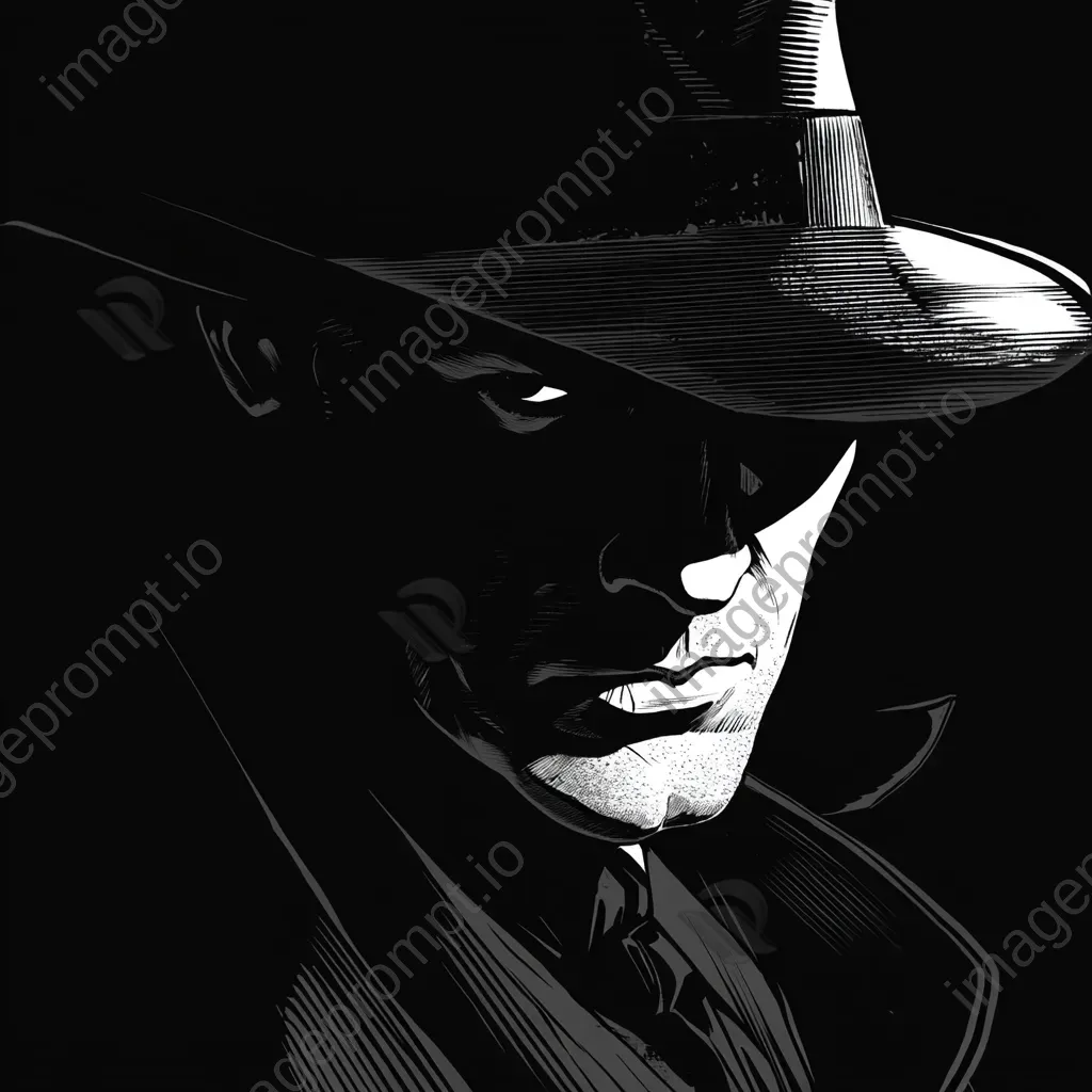 Film-noir detective portrayed in dramatic shadows of graphic novel style - Image 2